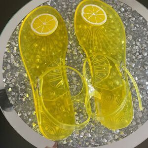 Summer Yellow transparent clear pvc lemon fruit jelly thing sandals size 8